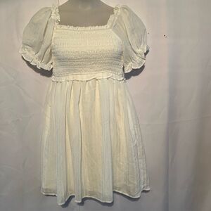 Cocomo Cream Smocked Puff Sleeve Sundress